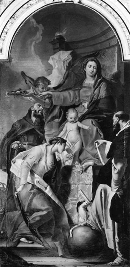 Madonna con Bambino, San Domenico, Sant'Antonio Abate e Santa Caterina d'Alessandria - Castelnuovo Del Garda, Chiesa parrocchiale dei Santi Filippo e Giacomo